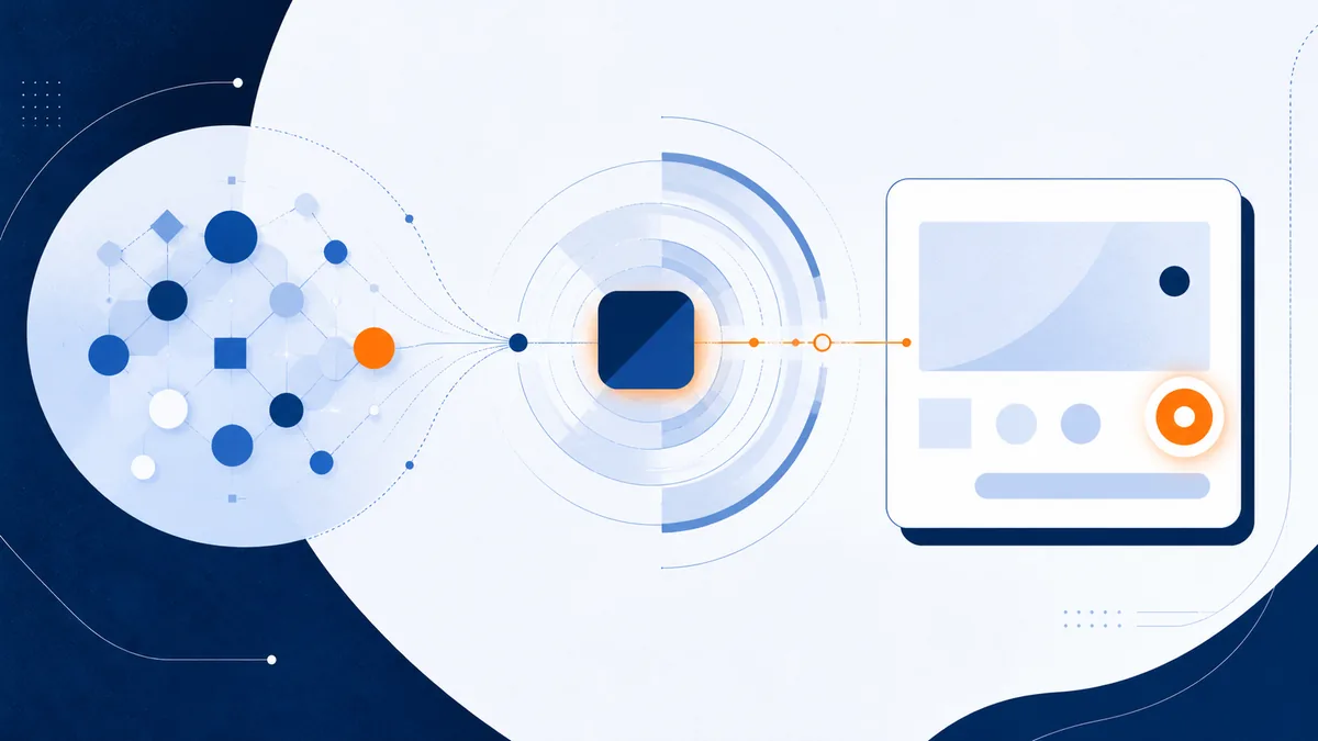 Abstract campaign signals flowing toward a focused conversion point
