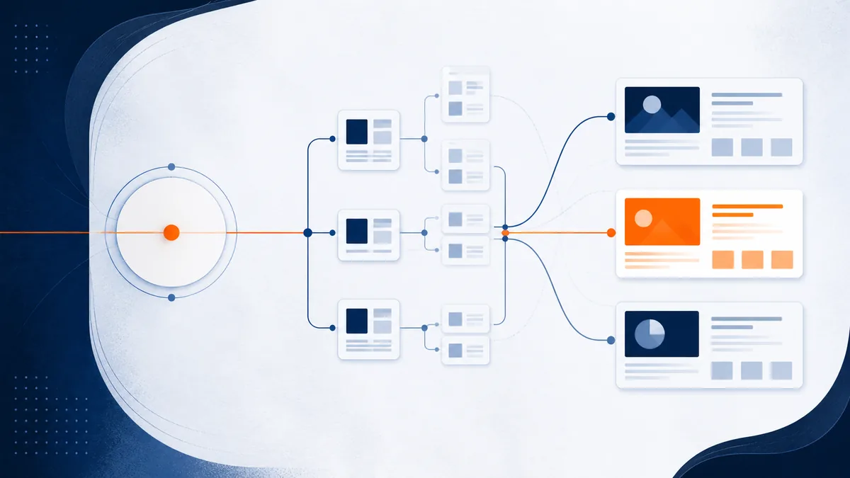 Abstract search map connecting intent, content and organic growth